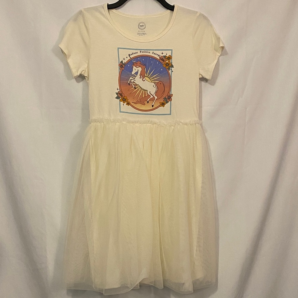 Wonder Nation Cream Unicorn Graphic Dress